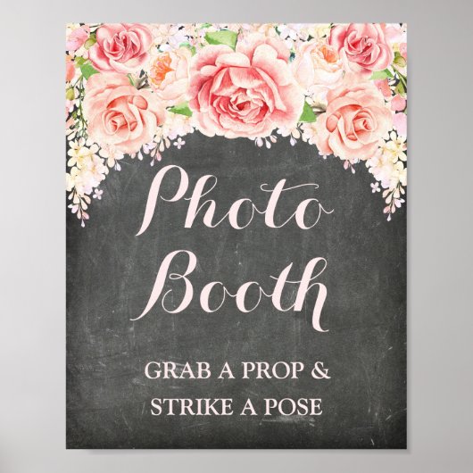 Fotocabine Wigbord Roze Waterverf Chalkboard Poster (Voorkant)