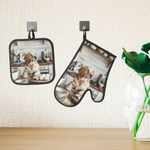 Fotocadeau huisdier hond kat gezin ovenwant & pannenlap set