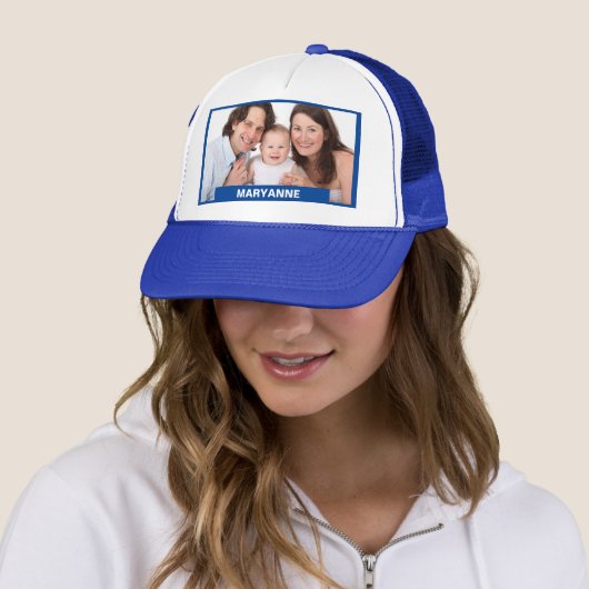 Fotocadeaus voor advertenties Naam Tekst Blauw toe Trucker Pet (In situ)
