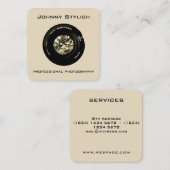 Fotocamera, artistieke cover vierkante visitekaartje (Voorkant / Achterkant)