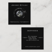 Fotocamera, artistieke cover vierkante visitekaartje (Voorkant / Achterkant)