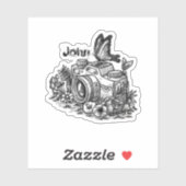 Fotocamera's tekenen met jouw naam (wijzigen) sticker (Vel)
