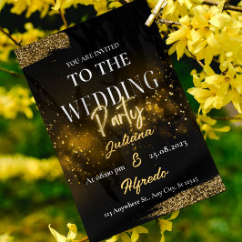Fotocentrisch zwart goud Modern legant huwelijk Kaart