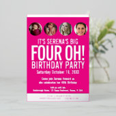 Fotocirkels voor de 40e verjaardag van de geboorte folie uitnodiging (Staand Voorkant)