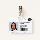 Fotocode witte marmer voor professionele verpleger badge (Voorkant met clip)