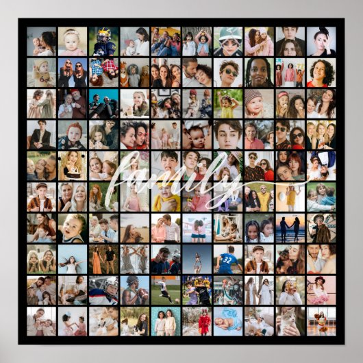 Fotocollage 100 foto's vierkant raster poster (Voorkant)