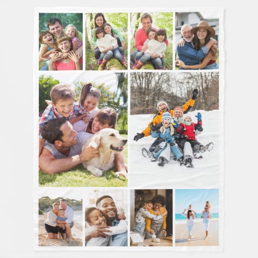 Fotocollage 10 Afbeeldingen Fleece Deken (Voorkant)