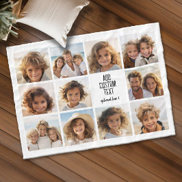 Fotocollage - 11 foto's met een tekstblok 2 lijnen fleece deken