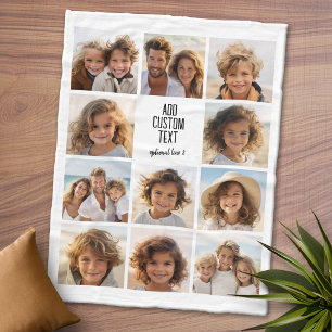 Fotocollage - 11 foto's met een tekstblok 2 lijnen fleece deken