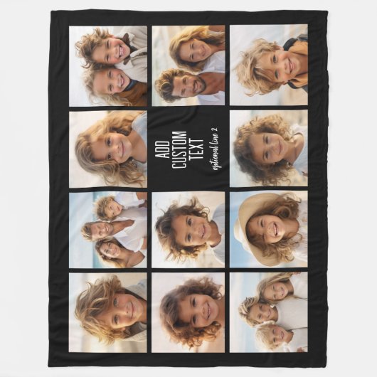 Fotocollage - 11 foto's met een tekstblok 2 lijnen fleece deken (Voorkant)