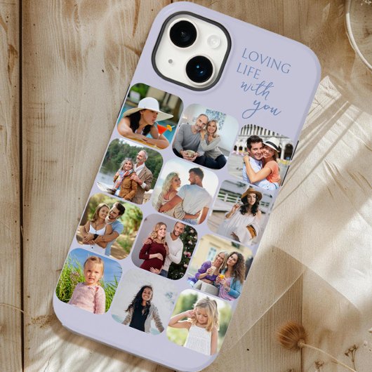 Fotocollage 12 Afbeelding Grid Liefdevol leven met Case-Mate iPhone Case