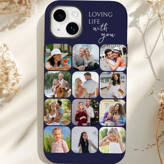 Fotocollage 12 Afbeelding Grid Liefdevol leven met Case-Mate iPhone Case