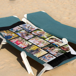 Fotocollage 12 Afbeelding Metselwerk Raster Zwart Strandlaken