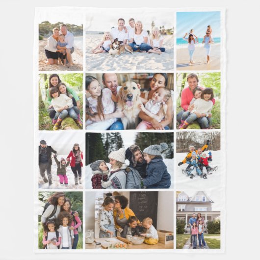 Fotocollage 12 Afbeeldingen Fleece Deken (Voorkant)