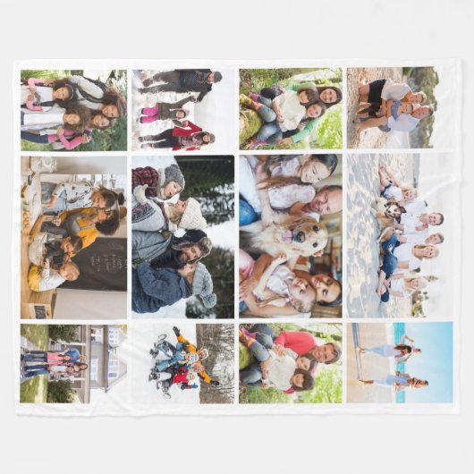 Fotocollage 12 Afbeeldingen Fleece Deken (Voorkant (Horizontaal))