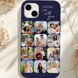 Fotocollage 12 foto-raster Leven met jou lief Case-Mate iPhone 14 Plus Hoesje