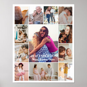 Fotocollage 12 foto's 11x14 op maat wit poster