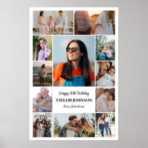 Fotocollage 12 foto's 12x18 16x24 20x30 Wit Poster