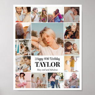 Fotocollage 15 foto's 8x10 16x20 24x30 Wit Poster