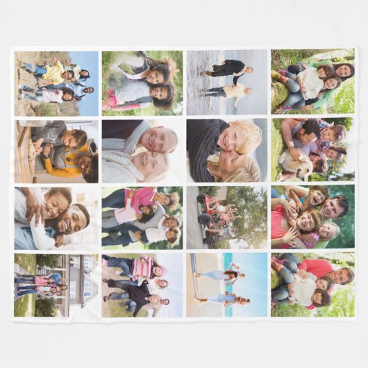 Fotocollage 16 Afbeeldingen Keepsake Fleece Deken (Voorkant (Horizontaal))