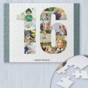 Fotocollage 16e verjaardag Nummer 16 Aandenken Legpuzzel