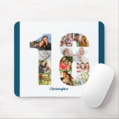 Fotocollage 18e verjaardag nummer 18 gepersonalise muismat (Met muis)