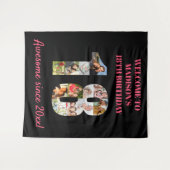 Fotocollage 18e verjaardag Roze Zwarte Achtergrond Wandkleed (Voorkant (horizontaal))