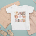 Fotocollage 1e Moederdag<br><div class="desc">Kute moederdag baby t-shirt met acht familiefoto's van het kind,  het leuke gezegde "gelukkige 1ste moederdag met liefde",  een roze hart,  en de naam van het kind.</div>