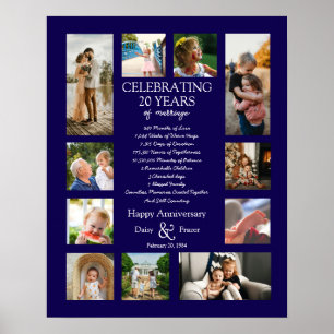 Fotocollage 20-jarig huwelijksjubileum bewerkbaar poster