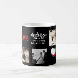 FOTOCOLLAGE 20e 25e 30e verjaardag Zwart Koffiemok