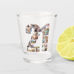 Fotocollage 21e verjaardag shot glas