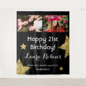 Fotocollage 21e verjaardagsfeestachtergrond wandkleed (Voorkant)