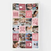 Fotocollage 30e verjaardag op maat koraalroze spandoek (Verticaal)