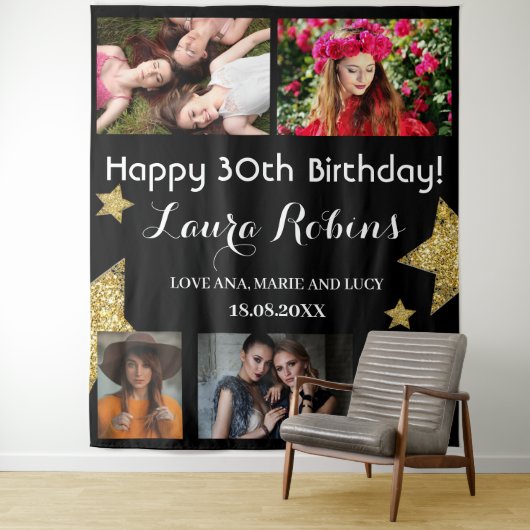 Fotocollage 30e verjaardag Party Achtergrond Wandkleed (In situ)