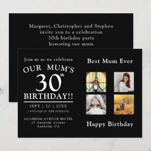 Fotocollage 30ste verjaardagsfeest van mama kaart