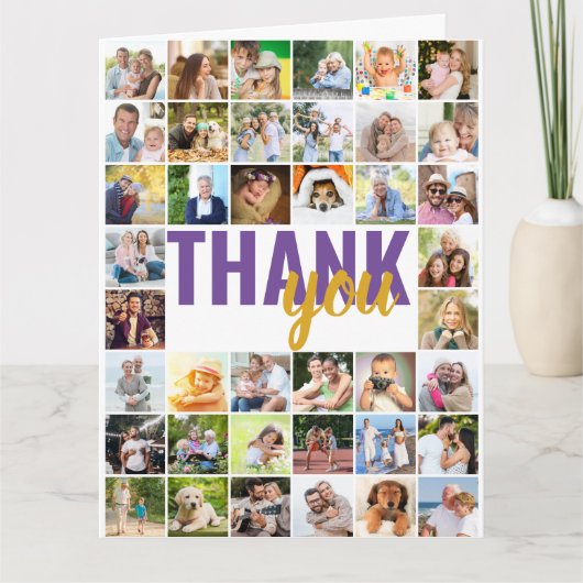 Fotocollage 40 Afbeelding gepersonaliseerd dank u Kaart (Voorkant)