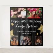 Fotocollage 40e verjaardag Party Achtergrond Wandkleed (Voorkant)