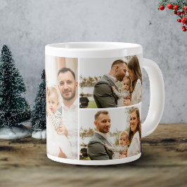 Fotocollage - 4 Foto's Aangepaste tekst zwart wit Grote Koffiekop