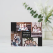 Fotocollage - 4 foto's Basic Zwart & Wit Tekst Briefkaart (Staand voorkant)