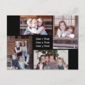 Fotocollage - 4 foto's Basic Zwart & Wit Tekst Briefkaart (Voorkant)