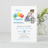 Fotocollage 4e verjaardag nummer 4 Jongen Kaart (Staand voorkant)