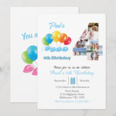 Fotocollage 4e verjaardag nummer 4 Jongen Kaart (Voorkant / Achterkant)