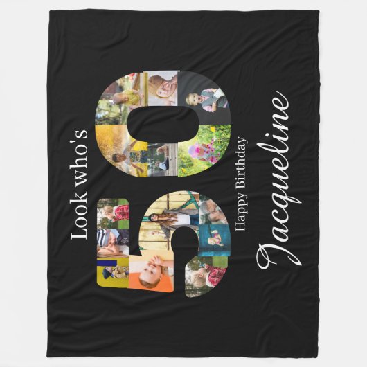 Fotocollage 50e verjaardag fleece deken (Voorkant)