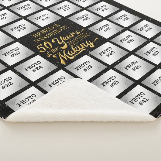 Fotocollage 50ste verjaardag gepersonaliseerd sherpa deken (3/4)