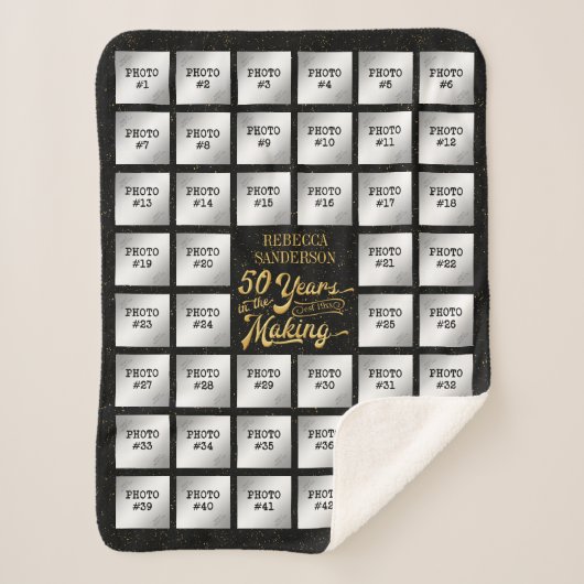 Fotocollage 50ste verjaardag gepersonaliseerd sherpa deken (Voorkant)
