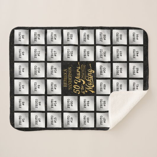 Fotocollage 50ste verjaardag gepersonaliseerd sherpa deken (Voorkant (horizontaal))