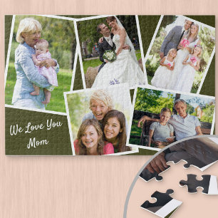 Fotocollage 5 foto's We Love You Mama - Groen Legpuzzel