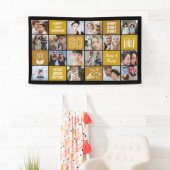 Fotocollage 60e verjaardag zwart goud op maat spandoek (Insitu)