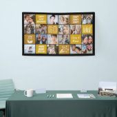 Fotocollage 60e verjaardag zwart goud op maat spandoek (Beurs)