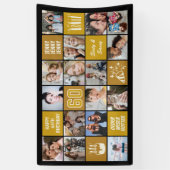 Fotocollage 60e verjaardag zwart goud op maat spandoek (Verticaal)